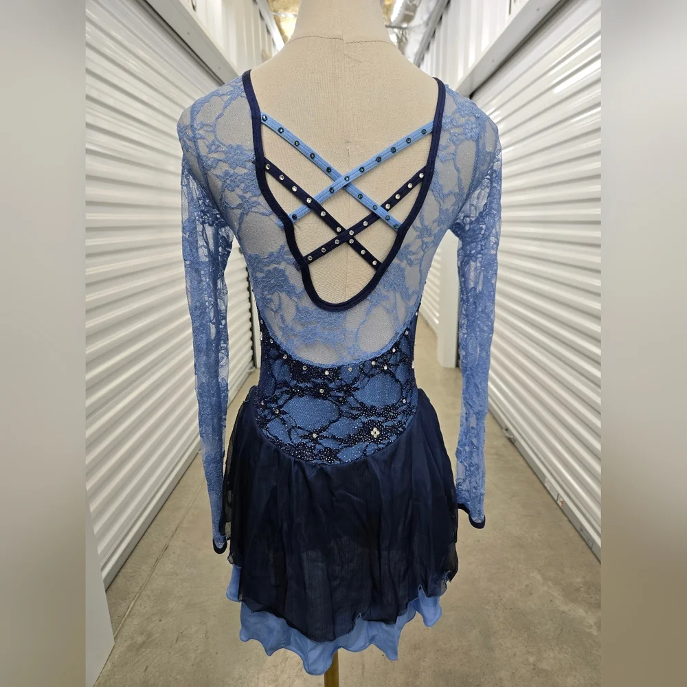 Blue figure skating dress - Picture 4 of 10